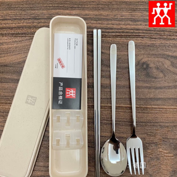 Zwilling german zwilling portable tableware three-piece set stainless steel set storage box student chopsticks spoon fork 304 chopsticks spoon fork (three-piece set) white box
