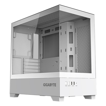 95% new gigabyte c201gi panoramic upper and lower compartment chassis tempered glass side transparent compatible with top 360/side 240 water cooling radiator quick-release dust filter white m-atx