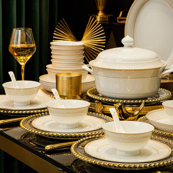 Yunzhihe bowl and plate set, underglaze color tableware set, jingdezhen ceramic bowl and chopsticks set, new wedding housewarming gift