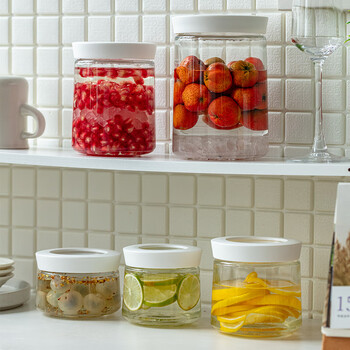 Asvel japanese wine cans, food-grade glass sealed cans, homemade fruit wine bottles, repackaged storage bottles, storage cans, white five-piece set