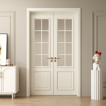 Wen yijia french door double door simple solid wood door interior door solid wood composite door glass door bedroom door color style can be customized