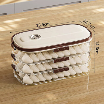 Topology dumpling storage box for refrigerator, frozen crisper, wonton dumplings, home refrigerator storage box, three layers with lid, can hold about 90 dumplings, material silent