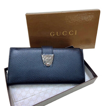 Second-hand 99 new gucci bifold short wallet card holder luxury luggage bag 99 new black full leather long wallet