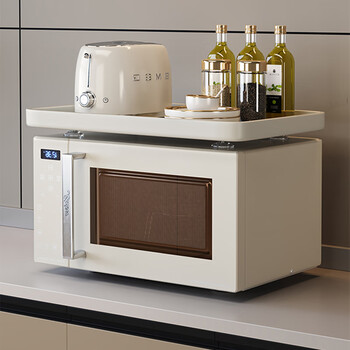 Century-old zhenghe kitchen rack microwave oven rack layered kitchen countertop storage multi-functional household rice cooker oven rack 45cm milk white free 4 suction cups