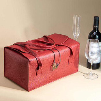 Ximeiju red wine gift box empty box high-end double-packed companion gift dafu bag business gift wine box leather dafu red wine gift box fuhong + large size