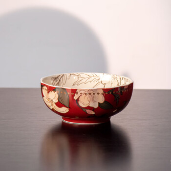 Retro floral tableware set, household ceramic bowls and plates, complete set, wedding gift, birthday housewarming gift box, flower language secret land - 6-inch bowl