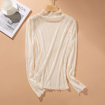 Sibaishe half turtleneck bottoming shirt 2026 spring new women's clothing simple slim fit temperament long-sleeved top