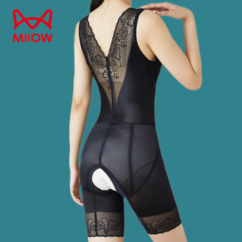 Miiow open crotch tummy control body shaping jumpsuit for women, waist and hip lift, body sculpting body sculpting ultra-thin fat bodysuit for women, upgraded crotch style, black, one piece