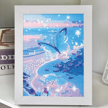 Fantasy butterfly diamond stickers for children diy handmade material package diamond embroidery full of diamonds decorative table painting 7343 + canvas diamond tools + plastic frame