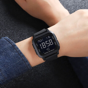 Xiaomi buyi square junior high school student watch youth high school luminous waterproof outdoor sports alarm clock electronic watch black black screen