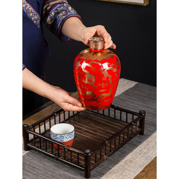 Miaopule 2025 year of the dragon wine bottle porcelain bottle wine bottle wine jar wine jar household empty bottle ceramic retro cellar jingdezhen dragon bottle burning 3 jin red bottom golden dragon