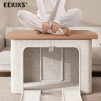 Eekiks fabric storage box thickened cotton and linen folding clothes cotton quilt organizing storage box 66 liters beige
