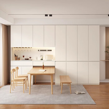 Haishe yunzao enf-level custom sideboard can be embedded into the dining table and wall-mounted solid wood storage cabinet multi-functional storage tea cabinet 1.0 meters two-door sideboard 2.1 meters high without rail socket enf level