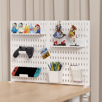 Liofeng desktop storage rack hole board vertical bracket accessories desktop storage artifact computer desk desk transformation goods white clip-on extended package 2