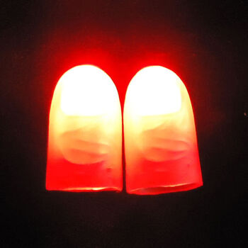 Dile cat light dancing thumb lamp pair of cool performance finger lamps luminous finger cots magic props close-up dance red 1 pair