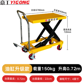 Wen yijia yigong manual hydraulic lift platform vehicle mobile electric lift small lift simple small lift as shown in the picture national standard - 350 kg lift 1.30 meters - thickened version