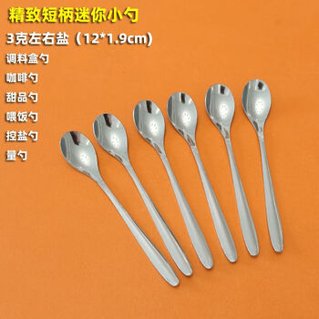Baijiangmeng kitchen special seasoning spoon pointed spoon stainless steel seasoning flavor short handle mini spoon kitchen salt msg stainless steel mini spoon 12*1.9cm 1