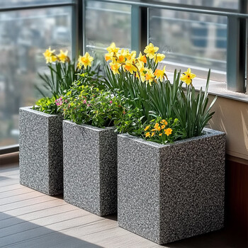 Yipinhui imitation terrazzo outdoor flower box combination cafe restaurant milk tea shop combination outdoor flower bed balcony terrace partition imitation terrazzo cylinder 30cm*40cm