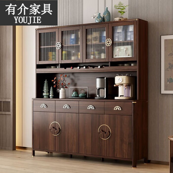 There is a new chinese-style solid wood frame sideboard high cabinet integrated wall-mounted living room wine cabinet kitchen multi-functional integrated storage cabinet 3028-80 upper and lower cabinet package for home installation