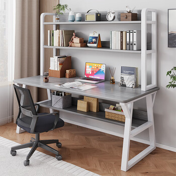 Pupai computer desk desktop home desk simple office desk student study table upgraded reinforced bookshelf integrated table discount morandi gray 120cm single table steel frame upgrade