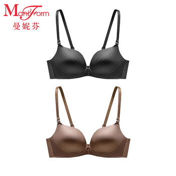 Maniform 2-pack smiling support smooth underwear small breast push-up no wire soft support bra seamless underwear 120 coffee color +020 black (classic) 80b
