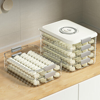 Huazi dumpling box sealed fresh-keeping box multi-layer dumplings and wontons quick-frozen household storage box d powder 0 powder 0 one layer and one cover