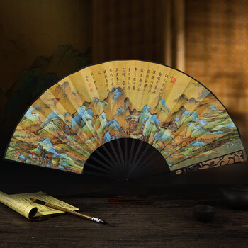 Tatanice fan folding fan high quality head green bamboo chinese style classical handmade fan men's fan bamboo fan business gift silk fan