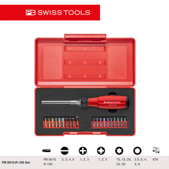 Aijedun pb swiss imported chemical-resistant ratchet tool box set 6510/8453 ratchet sleeve screwdriver tool pb 8510.r-100 set