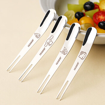 Newair 316l stainless steel fruit fork integrated thickened dessert fork fruit pick household tableware cartoon children's fork 4 pieces
