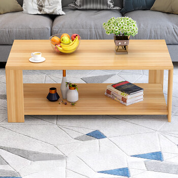 Yameile coffee table living room simple wooden small apartment double layer simple coffee table light walnut 100*50 y1422