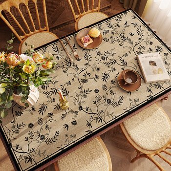 Future retro style dining table mats waterproof, oil-proof, anti-scalding, no-wash tablecloths, new chinese style light luxury and high-end sense pvc coffee table mats pz lin miyu-shallow 80*140cm