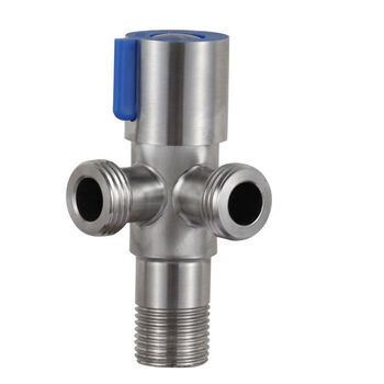 Jomoo new 304 stainless steel one-in-two-out triangular valve all-copper three-way 4-point double-outlet toilet washing machine one-point two-angle valve 304 stainless steel-1 in 2 out 90 degrees