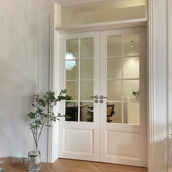 Ji litian french double door glass door bedroom door solid wood double door sliding door set door interior door painted composite door color style size can be customized