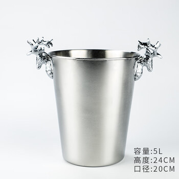 Bansheng light luxury creative deer head ice bucket stainless steel red wine champagne bucket ice cube bucket bar beer household large bucket deer head silver large ice bucket