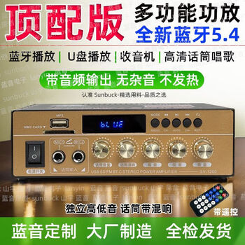 Shanyu's new 220v high-power amplifier bluetooth 5.4 home hifi lossless 12v plug-in card u disk radio small power amplifier new top version - with audio output + bluetooth 5.4