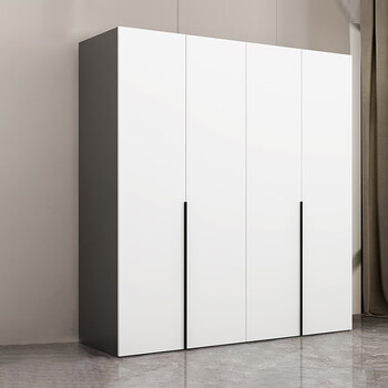 Tangji solid wood wardrobe bedroom modern simple household flat door storage large wardrobe 160*60*200 four doors