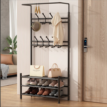 Anya coat rack shoe rack floor-standing metal clothes rack modern simple iron clothes rack home storage rack 80 black
