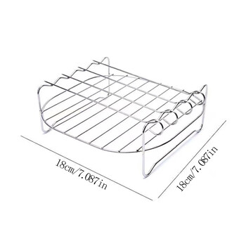 Fancychic 96% rate air fryer steam rack grill special oven household barbecue accessories double-layer barbecue can be baked universal barbecue rack special for air fryer easy barbecue stainless steel 4 free barbecue sticks