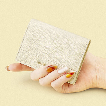 British paul small wallet women's 2026 new genuine leather ultra-thin multi-card slot small coin purse mini card holder female birthday gift off-white