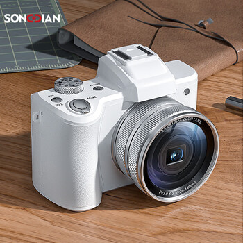 Songdian digital camera 5x optical zoom camera for taking photos, vlog videos, front and rear dual cameras, high-definition touch screen anti-shake dc206x, official standard white, 128g memory