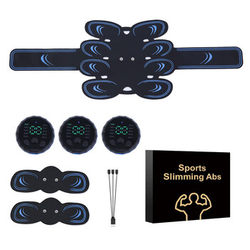 Intelligent ems abdominal muscle patch abdominal fitness device belt abdominal fitness device abdominal trainer fitness equipment home shaping blue-new belt eight-piece three-piece set charging model-c3