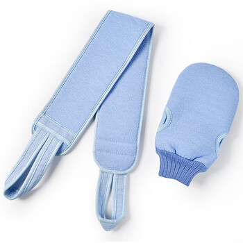 Fat donglai's same style thickened bath towel, adult long mud bath towel, men's and women's back rub long strip, blue back rub strip + bath towel