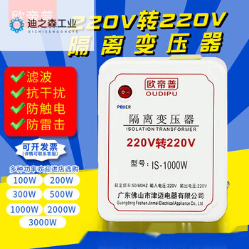 Isolation transformer 220v to 220v single phase 1 to 1 electrical appliance repair copper to 220 volt power watt anti-interference w is-1000w
