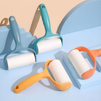 Replacement paper for lint roller, tear-off type, high viscosity, powerful clothing and sheet cleaning, lint removal handle, random color, 1 lint roller handle + 1 roll replacement core