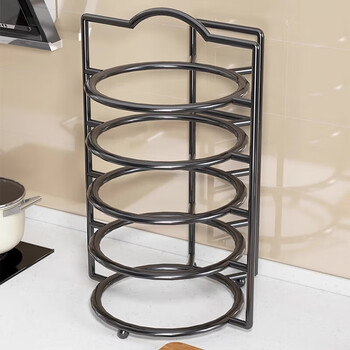Fan lilin side dish storage rack kitchen food preparation plate storage rack wall-mounted multi-layer dish leftovers rack multi-functional black six-layer reinforced no installation required