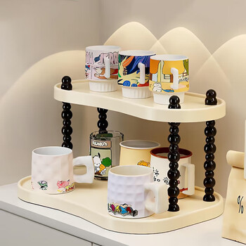 Fan yejia cream storage rack 2-layer water bar desktop tea cup rack tea set mug coffee sideboard water cup rack