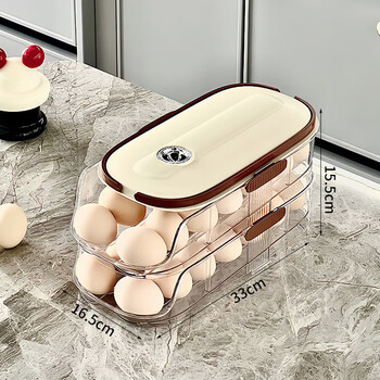 Shijin egg storage box side door storage organizing refrigerator special food grade rolling egg storage rack cxr double row model - double layer portable design timed freshness