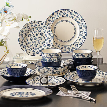 Modern housewife landai manor tableware set bowls and dishes household ceramic plates moving to a new home wedding gifts gift box landai manor 30-piece food set for 6 people