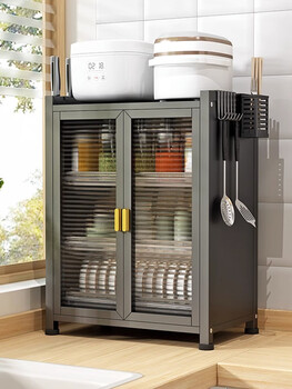 Kitchen dish rack, multi-functional dish rack, drain storage cabinet, household plate, dish, chopsticks, countertop storage rack with door, factory direct sales = quality guaranteed