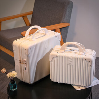 Fiyuega mini suitcase 14-inch cosmetic case gift souvenir box suitcase storage box travel suitcase white 14-inch